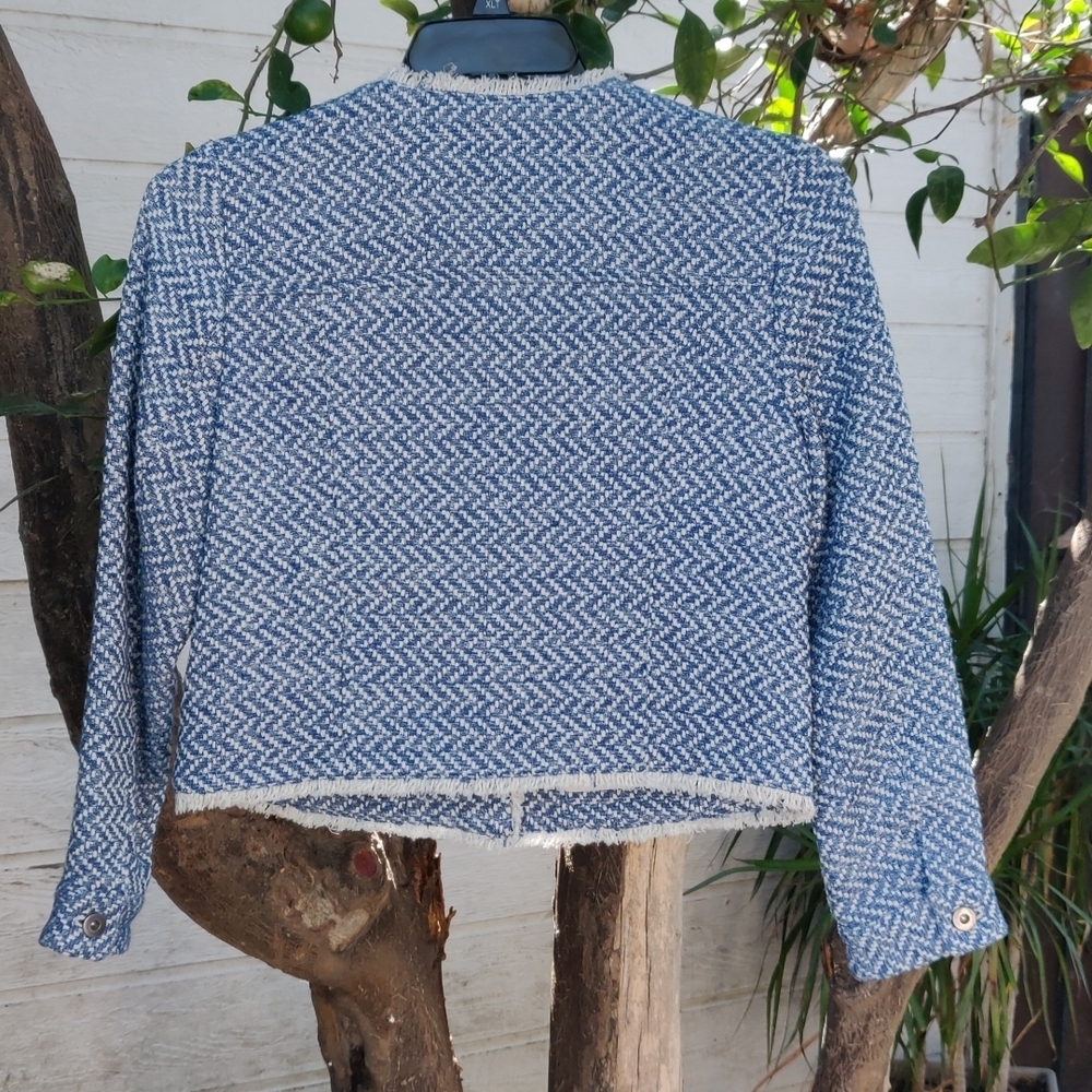 Banana republic cropped jacket size S color blue white New - Picture 6 of 12